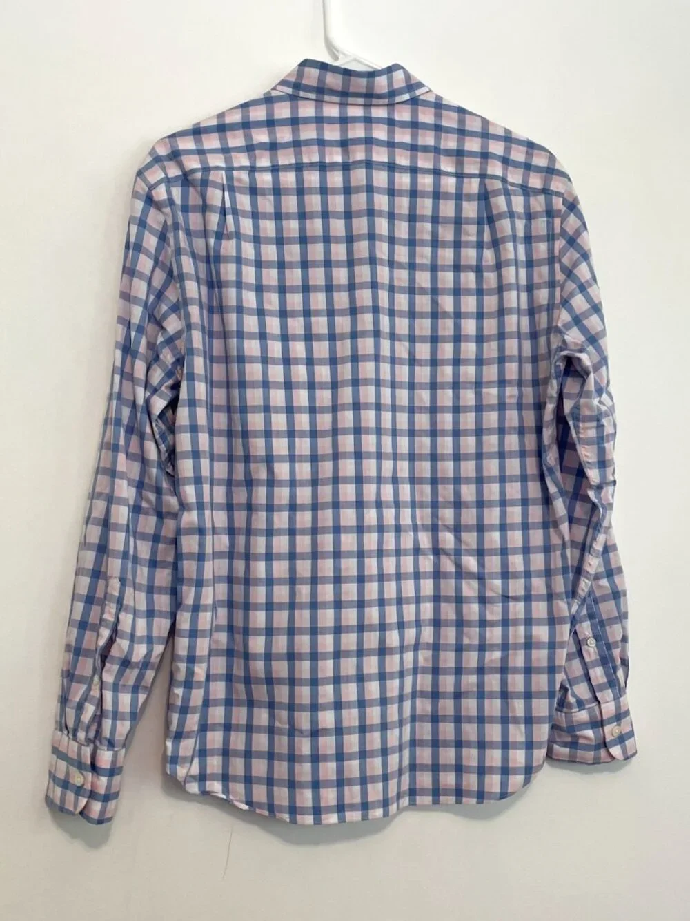 J. CREW Factory Mens Slim Untucked Flex Performance Casual Shirt Blue Pink Plaid